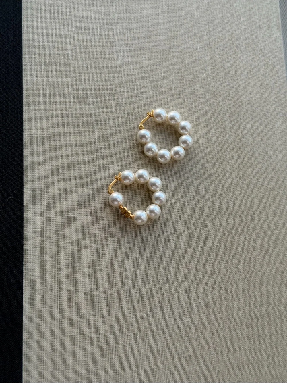 Tory Burch Gold-Tone Hoop Earrings with White Pearls